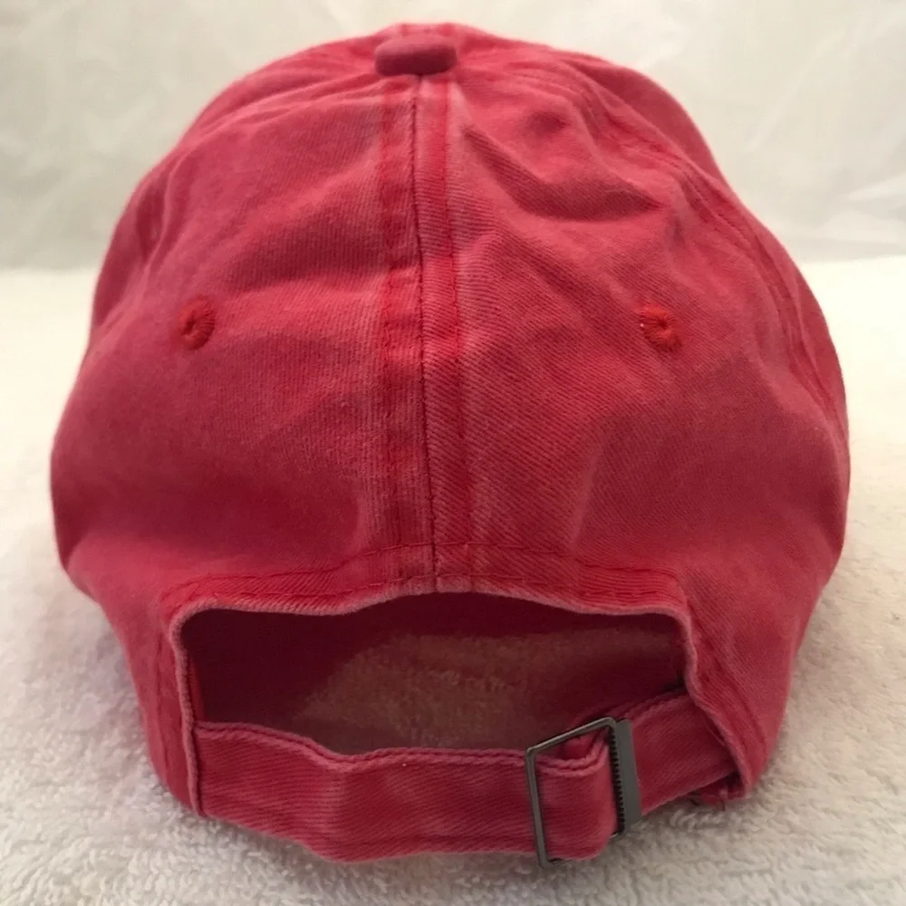 Adult Adjustable Red Cotton Ball Cap